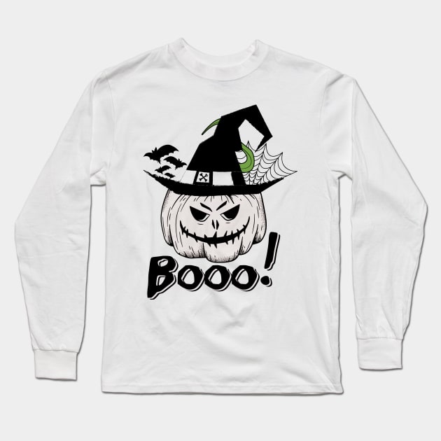 Funny Halloween With Pumpkin That Says Boo On It Halloween Costumes For Women Long Sleeve T-Shirt by drag is art